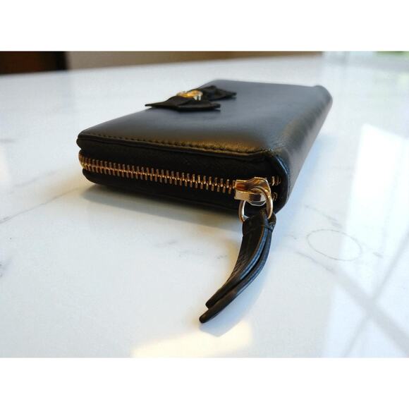 GUCCI GG Marmont Ribbon Long Wallet Round Zipper Black Leather - Authentic - Picture 7 of 13